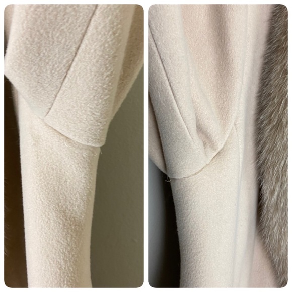 Vintage cream cashmere blend with fox fur maxi frock coat size 4 - Picture 9 of 11